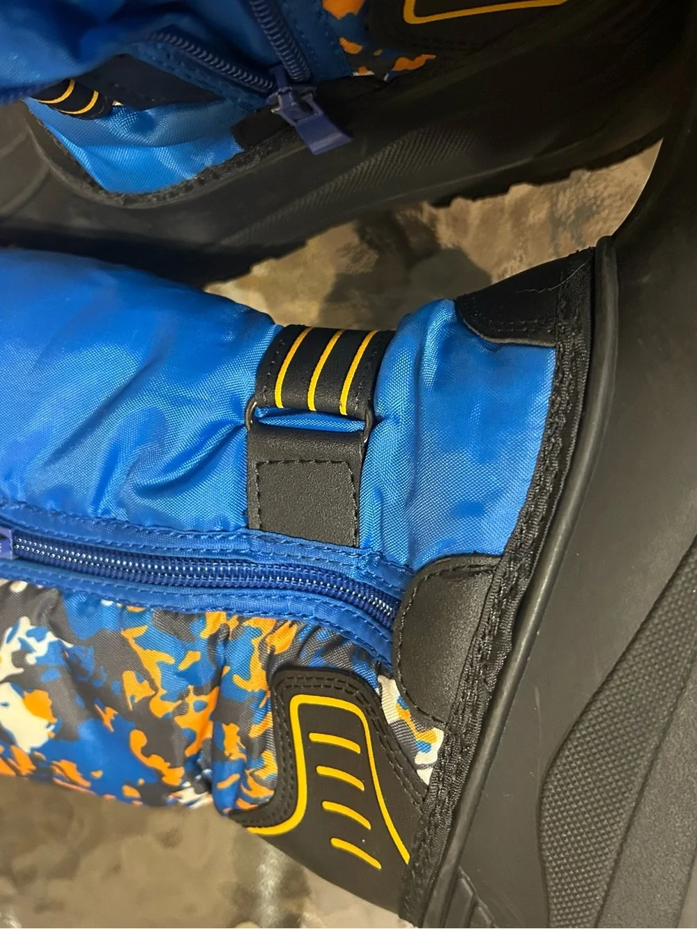 Kids Blue & Orange Snow Boots